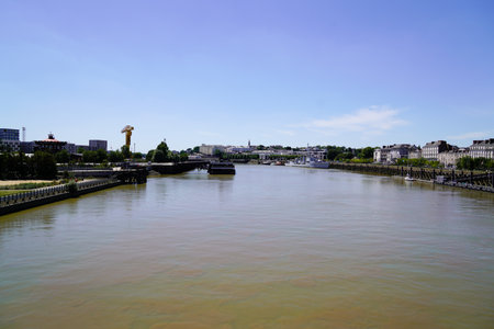 nantes, loire-atlantique France - 05 02 2021: Loire River flows through the city of Nantesのeditorial素材