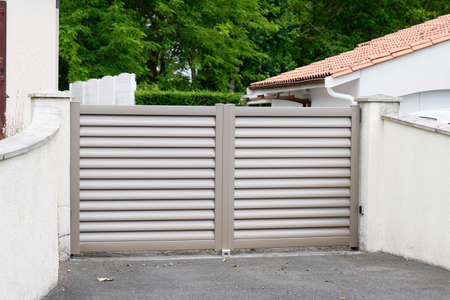 Aluminum gate brown beige modern style home double portal of suburb door house