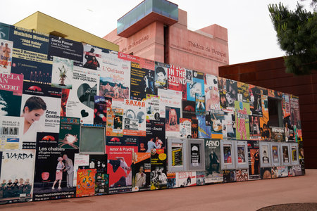 Perpignan, Occitanie France - 06 06 2021: Theater Archipel poster design building in Perpignan city south of Franceのeditorial素材