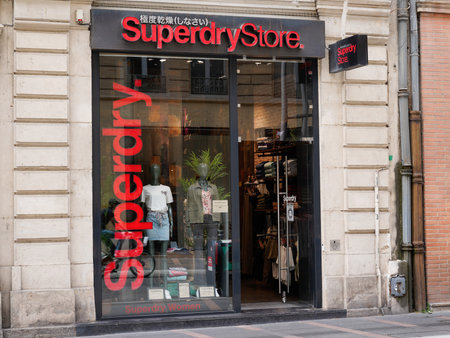 Toulouse, Occitanie France - 06 06 2021: Superdry logo brand fashion shop and text sign store on facade boutique UK branded clothing companyのeditorial素材