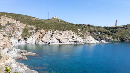 Classified bay site of Anse de Paulilles at Port-Vendres in french Occitanie south franceの写真素材