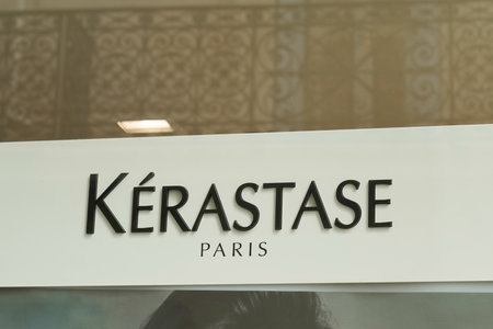 Bordeaux, Aquitaine France - 06 20 2021: kerastase logo brand and text sign store front of windows...