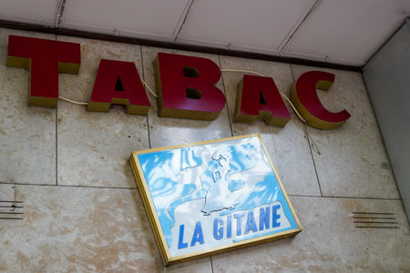 Toulouse, Occitanie France - 06 16 2021: la gitane French text sign with logo brand tobacco with Gypsy woman of cigarettes manufactured by Imperial Tobacco franceのeditorial素材