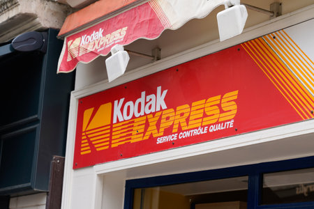Toulouse, ocitanie France - 06 25 2021: Kodak Express logo brand and text sign store for developing...