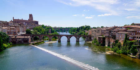 View panorama in city Albi in south medieval Franceの写真素材