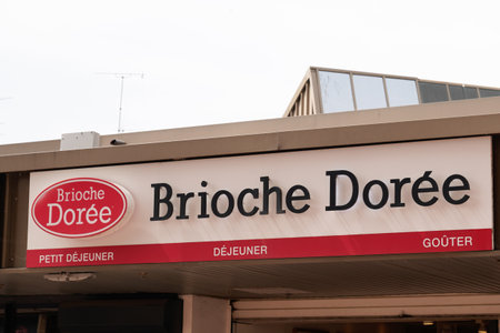 Bordeaux, Aquitaine France - 07 04 2021: Brioche Doree logo brand and text sign store front of bakery shop Brioche DorÃ©e French chain companyのeditorial素材
