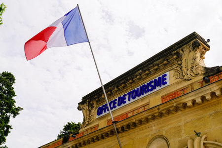 Montpellier, ocitanie France - 06 30 2021: office de tourisme facade in city French tourism office wall text logo and sign in Franceのeditorial素材
