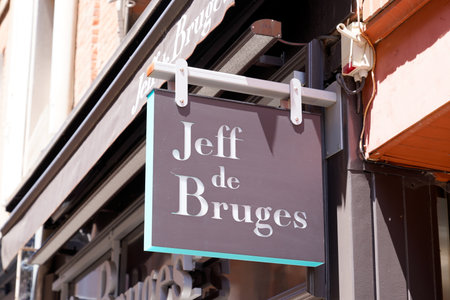 Bordeaux, Aquitaine France - 07 04 2021: jeff de bruges logo brand and text sign front of bakery store of french chocolate candy shop made in Belgiumのeditorial素材