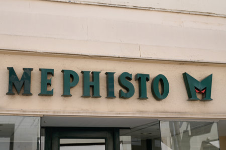 toulouse, occitanie France - 06 25 2021: Mephisto sign text store and logo brand shop on facade boutiqueのeditorial素材