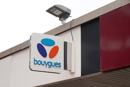 Bordeaux, Aquitaine France - 07 30 2021: Bouygues telecom logo and sign text front of phone operator shop brand agency officeのeditorial素材