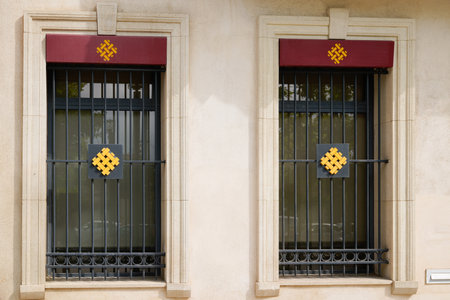 Perpignan, occitanie France - 06 25 2021: bank dupuy de parseval text sign and logo brand on facade wall building office bank south french agencyのeditorial素材