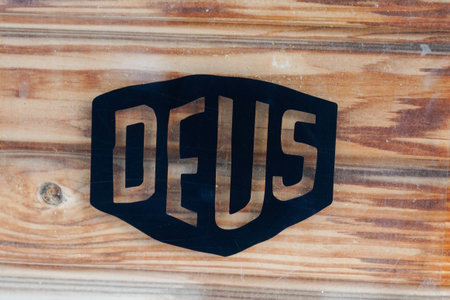 Bordeaux, Aquitaine France - 08 15 2021: Deus Ex Machina logo text and brand sign store of fashion boutique clothing motorcycle skate fun trendy concept shopのeditorial素材