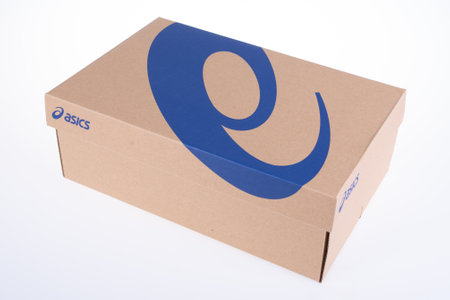 Bordeaux, Aquitaine France - 08 15 2021: Asics logo and sign of Japanese multinational corporation shoes package box equipment over white backgroundのeditorial素材