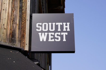 Bordeaux, Aquitaine France - 08 15 2021: Southwest logo sign store fashion brand text shop clothing in South west franceのeditorial素材