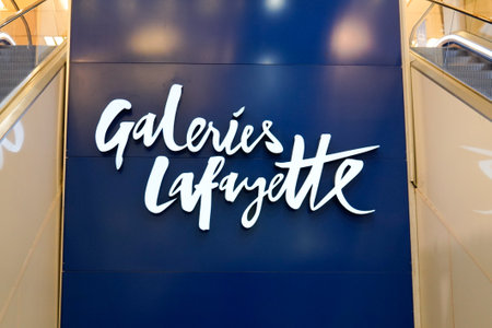 Bordeaux, Aquitaine France - 08 20 2021: Galeries Lafayette logo brand and text sign uper market...