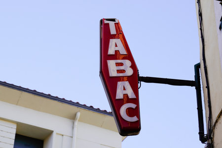 Bordeaux, Aquitaine France - 08 20 2021: Tabac french brand red logo and french text sign for store tobacco shopのeditorial素材