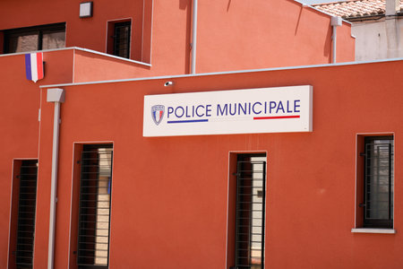 Bordeaux, Aquitaine France - 08 20 2021: Police Municipal logo and text sign front of office building France police municipale office in french cityのeditorial素材