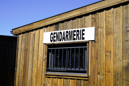 Bordeaux, Aquitaine France - 08 20 2021: French gendarmerie police military text on windows office buildingのeditorial素材