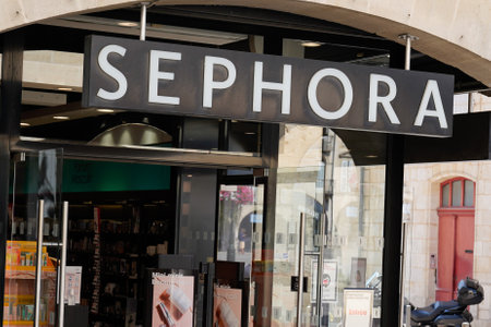 Bordeaux, Aquitaine France - 08 25 2021: Sephora logo brand and text sign front of shop French brand...