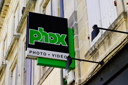 Bordeaux, Aquitaine France - 08 30 2021: phox logo photo movie and text sign front of store camera french photographer brand of digital photography shopのeditorial素材