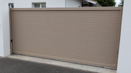 Aluminum closed slide gate brown beige modern style home sliding portal of suburb door house