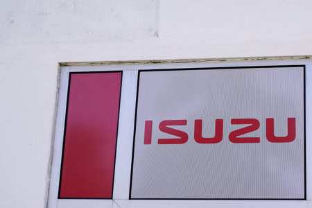 Bordeaux, Aquitaine France - 09 05 2021: Isuzu brand text and sign logo in dealership car stationのeditorial素材