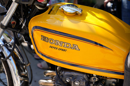 Bordeaux, Aquitaine France - 09 05 2021: Honda super sport ancient collector logo brand and text...