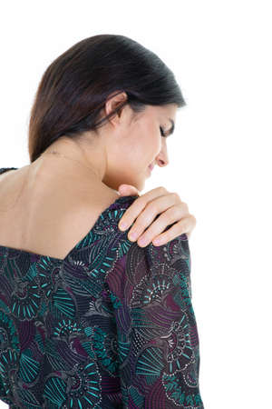 portrait young woman holding notebooks isolated on white backgroundの写真素材