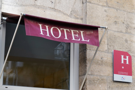 Bordeaux, Aquitaine France - 09 10 2021: hotel french text Quality Tourism logo sign state-guaranteed brand france hospitality and tourist serviceのeditorial素材