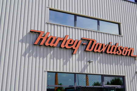 Bordeaux, Aquitaine France - 09 10 2021: Harley Davidson brand text and motorbike logo sign front of store Motorcycle and american bike shop dealershipのeditorial素材
