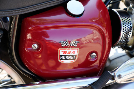 Bordeaux , Aquitaine  France - 09 20 2021 : BSA logo text and sign brand on ancient sixties motorbike red retro vintage motorcycleのeditorial素材