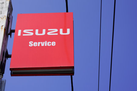 Bordeaux , Aquitaine  France - 09 05 2021 : Isuzu car truck sign logo and brand text in street dealership garage stationのeditorial素材