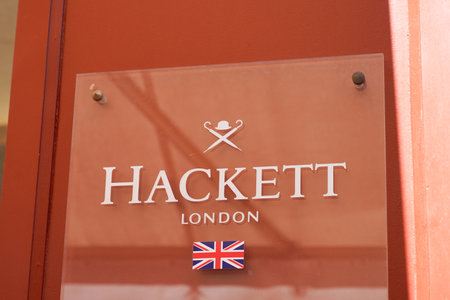 Bordeaux , Aquitaine  France - 09 05 2021 : Hackett London logo and sign text front of store fashion brand clothing gb boutiqueのeditorial素材
