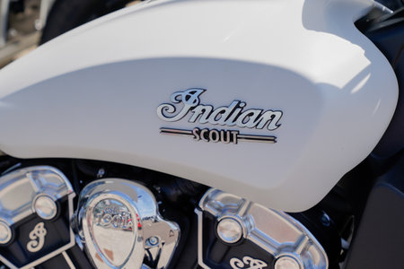 Bordeaux , Aquitaine  France - 09 20 2021 : Indian scout motorcycle logo sign American and text brand usa motorbikeのeditorial素材