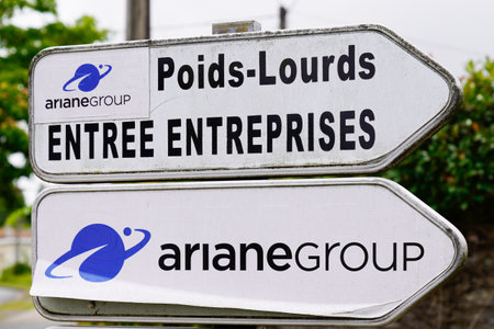Bordeaux , Aquitaine  France - 09 20 2021 : arianegroup sign brand and text logo on panel to go...