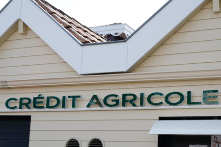 Bordeaux , Aquitaine  France - 09 20 2021 : credit agricole agency sign text and logo brand on french bank officeのeditorial素材