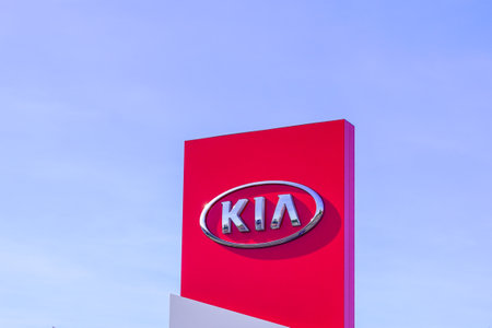 Bordeaux, Aquitaine France - 11 02 2021: kia motors car text sign and brand logo dealership...