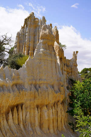 Les Orgues d'Ille sur Tet natural Organs of Ille-sur-TÃªt fairy stones park chimneys geological and tourist site in franceの写真素材