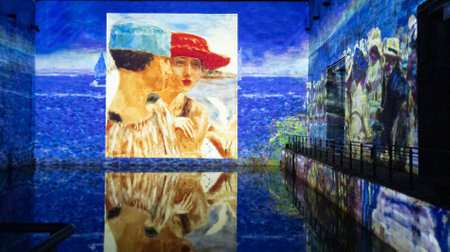 Bordeaux, Aquitaine France - 11 11 2021: Les Bassins de LumiÃ¨res artistic movement immersive exhibition in bordeaux cityのeditorial素材