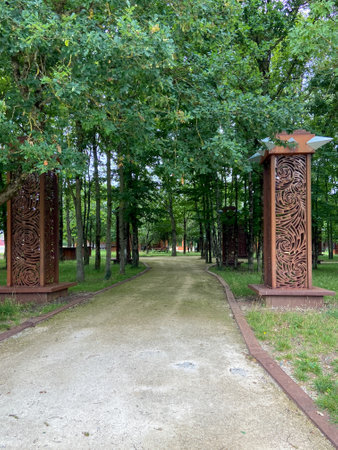 Clisson, Loire Atlantique, France - 11 11 2021: Hellfest festival hard rock gate entrance in Clisson Franceのeditorial素材