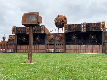 Clisson, Loire Atlantique, France - 11 11 2021: Hellfest festival sculpture and empty space in Clisson Franceのeditorial素材