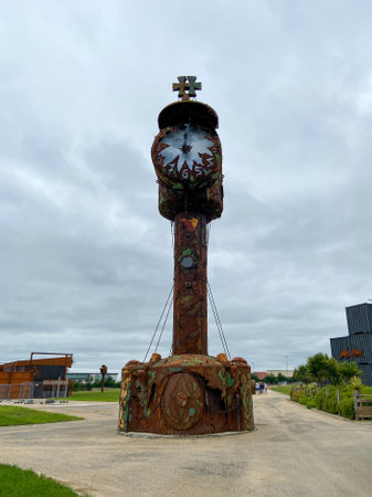 Clisson, Loire Atlantique, France - 11 11 2021: Hellfest heavy metal festival big clock in Clisson...