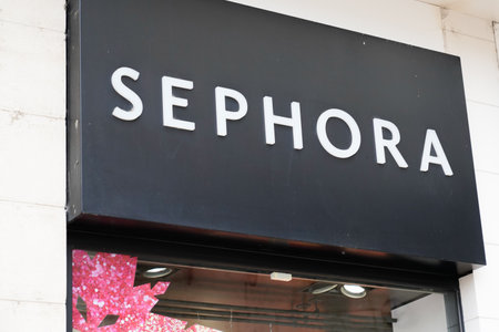 Bordeaux, Aquitaine France - 08 25 2021: Sephora sign text and brand logo on shop French boutique...