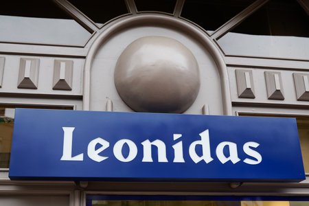 Bordeaux, Aquitaine, France - 12 01 2021: leonidas logo brand and text sign front of facade Belgian Chocolates store of chocolate makerのeditorial素材
