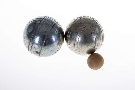 Petanque metallic ball french international sport games on white backgroundの写真素材