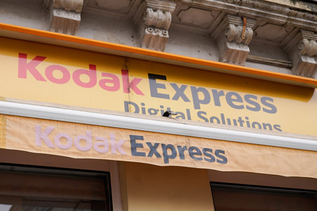 Bordeaux, Aquitaine France - 12 20 2021: Kodak express digital solutions logo sign and brand logo...