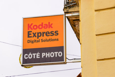 Bordeaux, Aquitaine France - 12 20 2021: Kodak digital solutions express logo sign text of developing shop us brand photographs photographic works american product storeのeditorial素材
