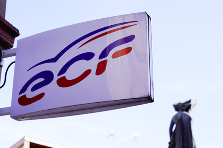 Bordeaux, Aquitaine France - 12 25 2020: ECF logo brand and sign text of french driving school office learner france driverのeditorial素材