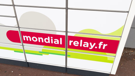 Bordeaux, Aquitaine France - 12 25 2020: mondial relay box hub cabinet Locker Delivery Store boxes...