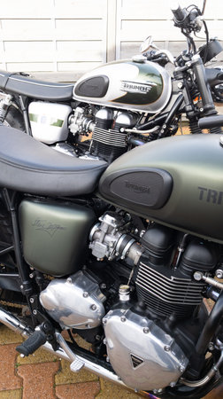 Bordeaux , Aquitaine France - 02 15 2022 : triumph t100 oldtimer bonneville and limited edition...